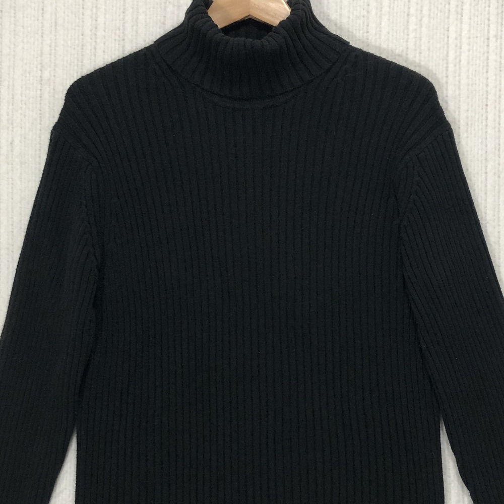 Gap Mens Black Ribbed Turtleneck Sweater Cotton Blend Size M RN 54023
